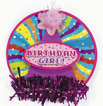 Cardboard Birthday Girl Hat Pin