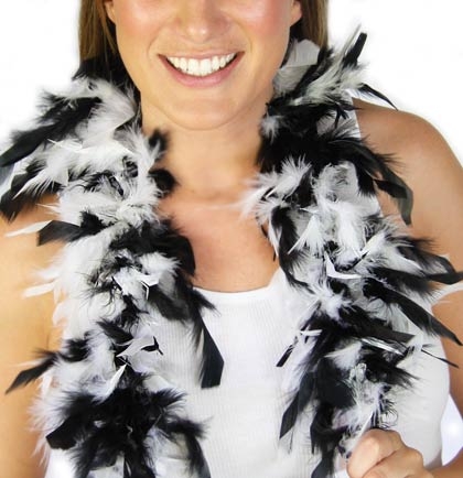 Fluffy Feather Boa: Black & White Mix