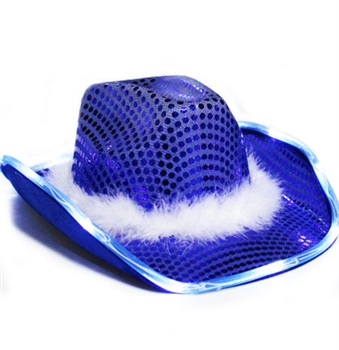 Flashing Western Sequin Hat - Blue