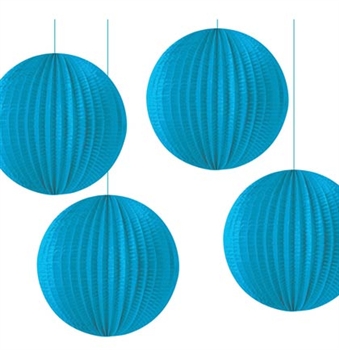 Set of 4 Blue Party Lanterns