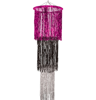 3 Tier Pink Black Silver Shimmer Chandelier