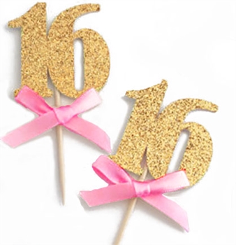 16 Sparkle Cupcake Toppers