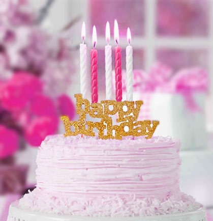 Rose Gold Glitter Cursive Happy Birthday Cake Topper — Burnt Butter Cakes