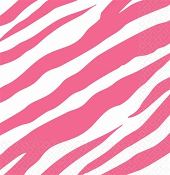 Pink Zebra Print Cocktail Napkins | Sweet 16 Party Supplies