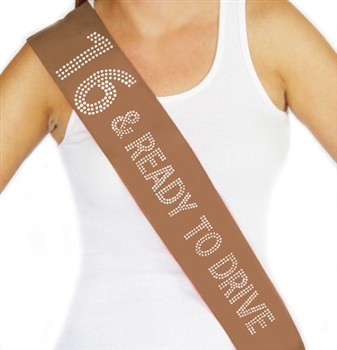 16 & Ready to Drive Rhinestone Birthday Sash