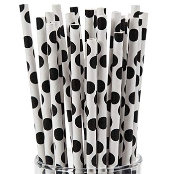 Black Polka Dot Paper Straws