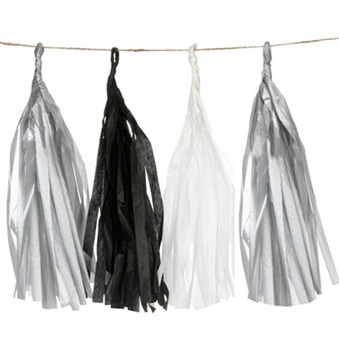 Black, White & Grey Tissue Tassels