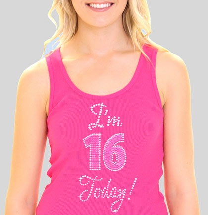 PINK Rhinestone Tank Tops for Women