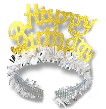 Fringed Gold Happy Birthday Tiara